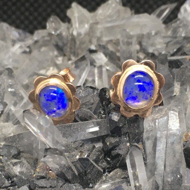 Náušnice z australského opalu v ružovom 14-karátovom zlate